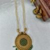 Three Layed White Pearl Long Haram -Green Color - with Earrings