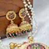 Three Layed White Pearl Long Haram -Multi Color - with Earrings