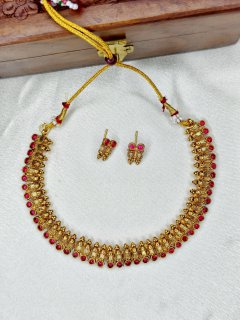 Red Stone Necklace with earrings