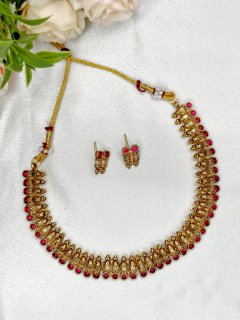 Red Stone Necklace with earrings