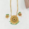 Double Layer long haram with round Pendant - Green Color