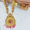Premium Long haram with round Pendant - With Earrings