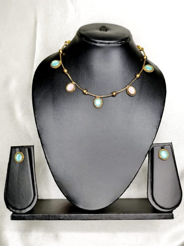 Simple Necklace with Stone - With Earrings