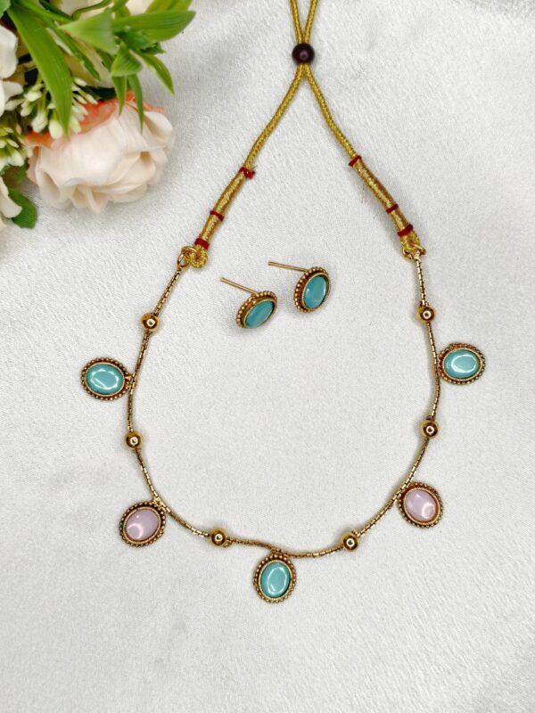 Simple Necklace with Stone - With Earrings
