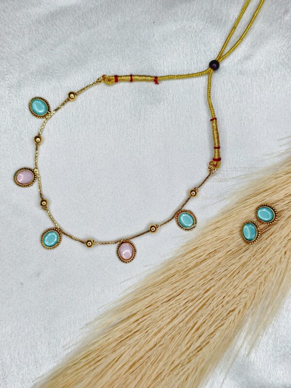 Simple Necklace with Stone - With Earrings