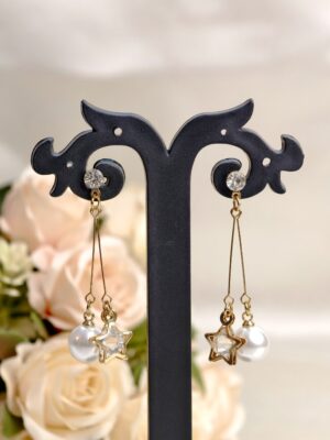 Earrings with White Beads & Star