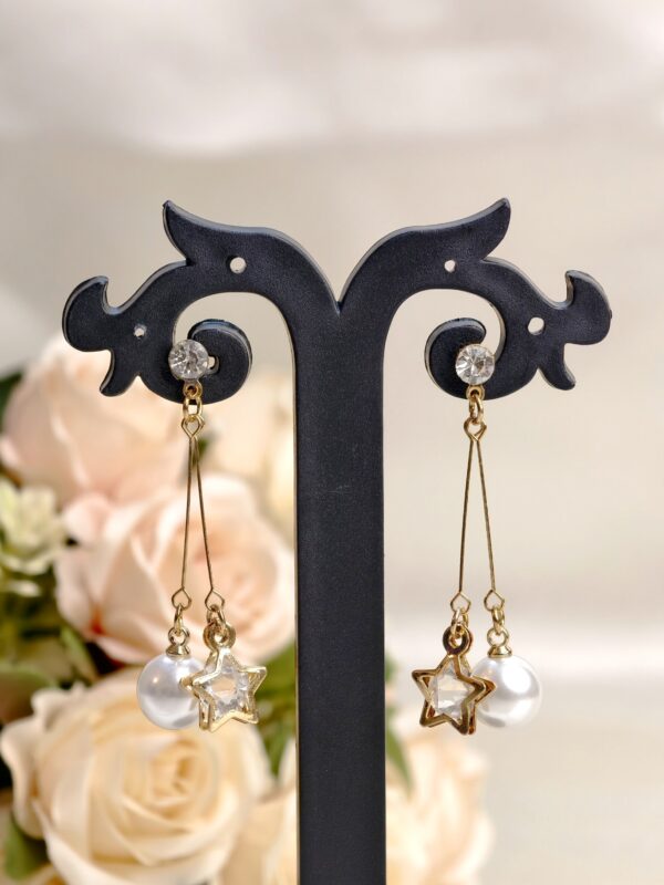 Earrings with White Beads & Star