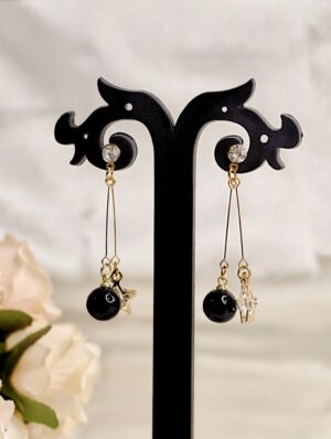 Earrings with Black Beads & Star